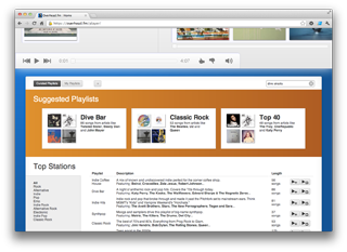 The curated business playlist interface